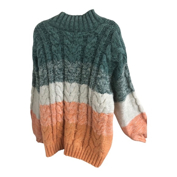 altar’d‎ state green orange ombre chunky knit mock neck sweater size medium new - Picture 15 of 16